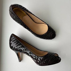 Cole Haan woven heels - patent leather weave - peep toe